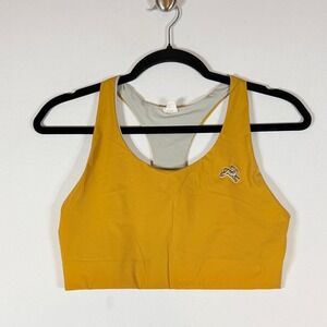 Tracksmith Medium Sports Bra Top Yellow Womens Racerback Yoga Running Athletic